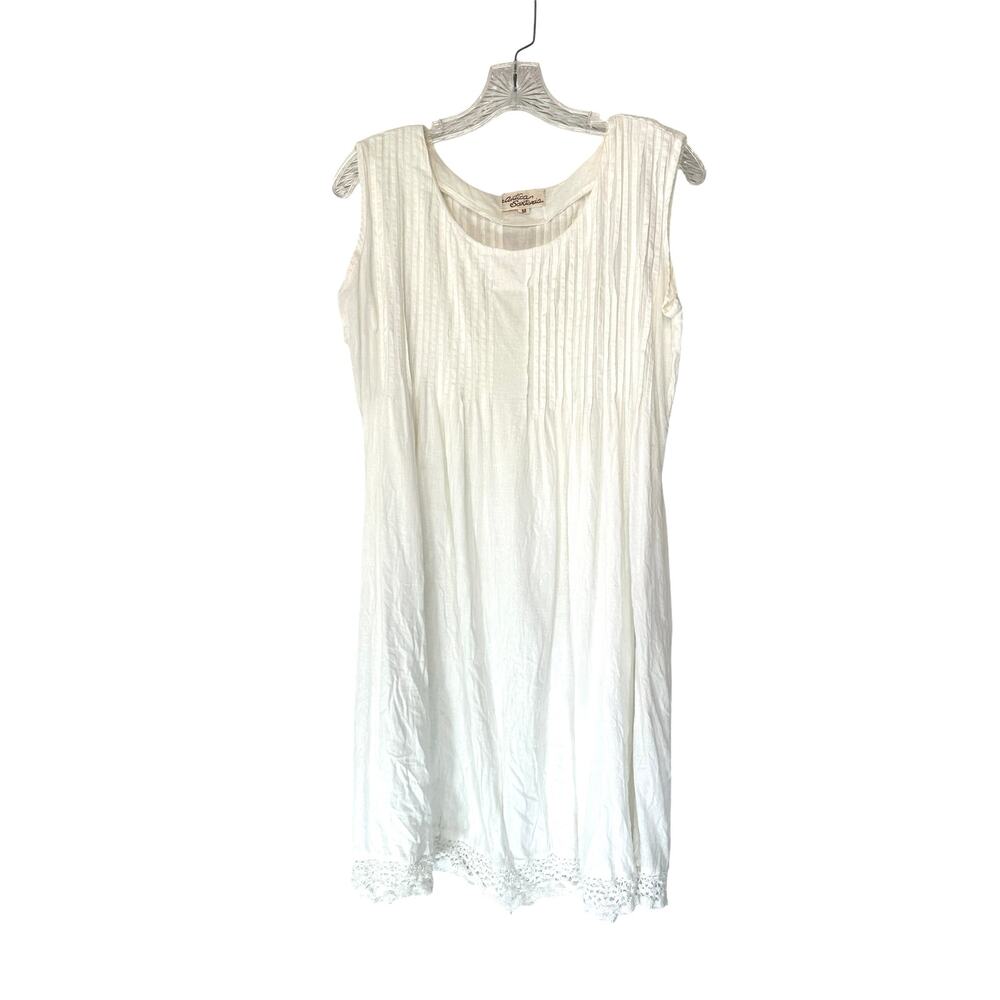 Antica‎ Sartoria White Cottagecore Lagenlook Sleeveless Dobby Dress Size Medium